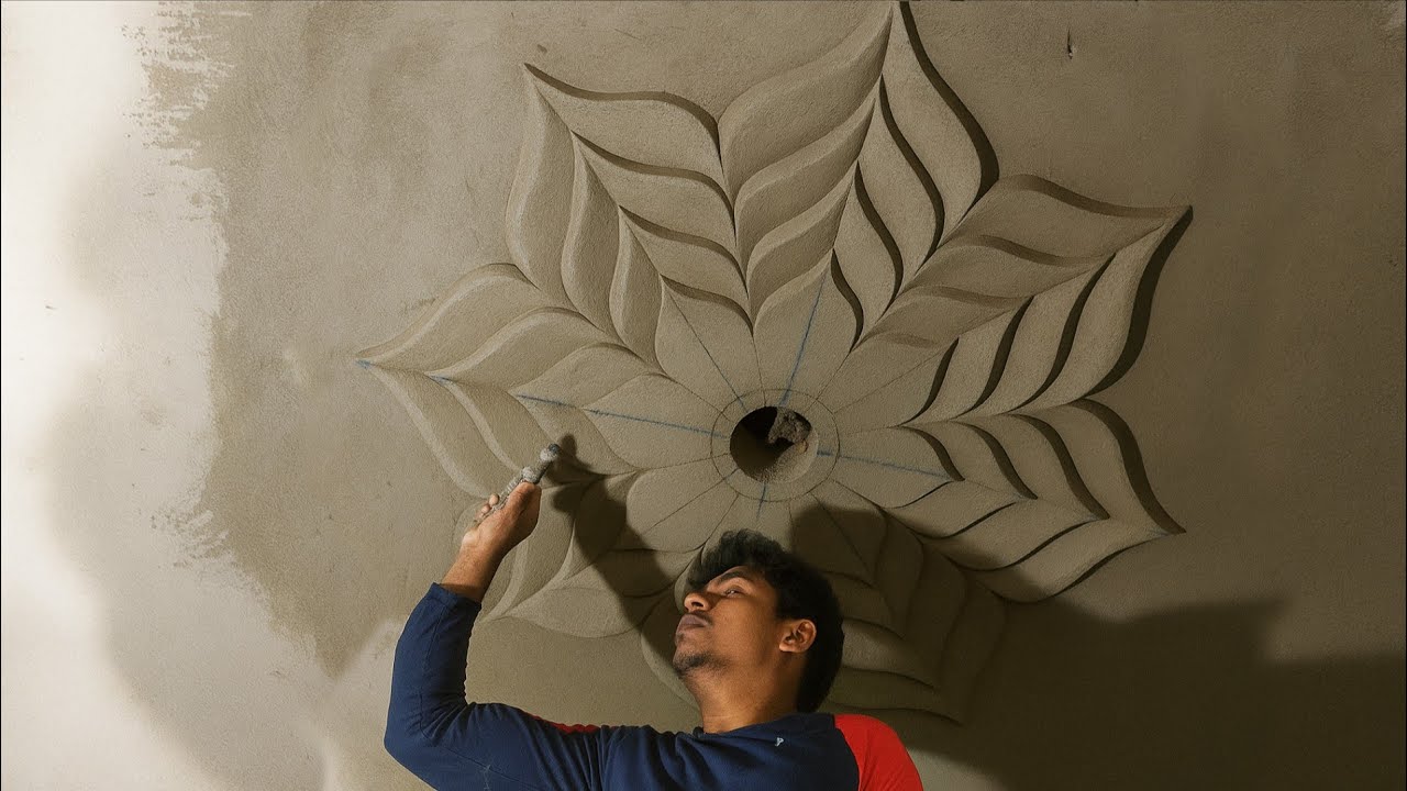 How to make a Ceiling flower- ceiling design. Sand & cement