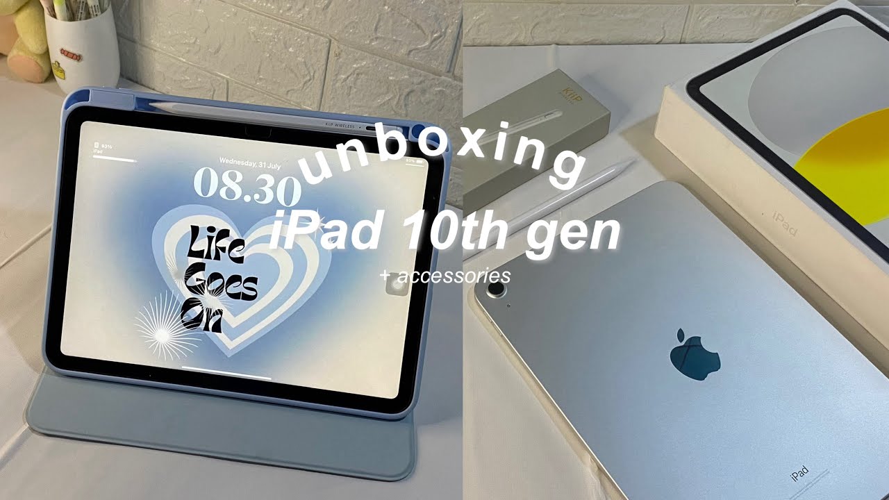 📦ipad 10th gen (silver) unboxing + accessories  | case, stylus pen🎐🌷