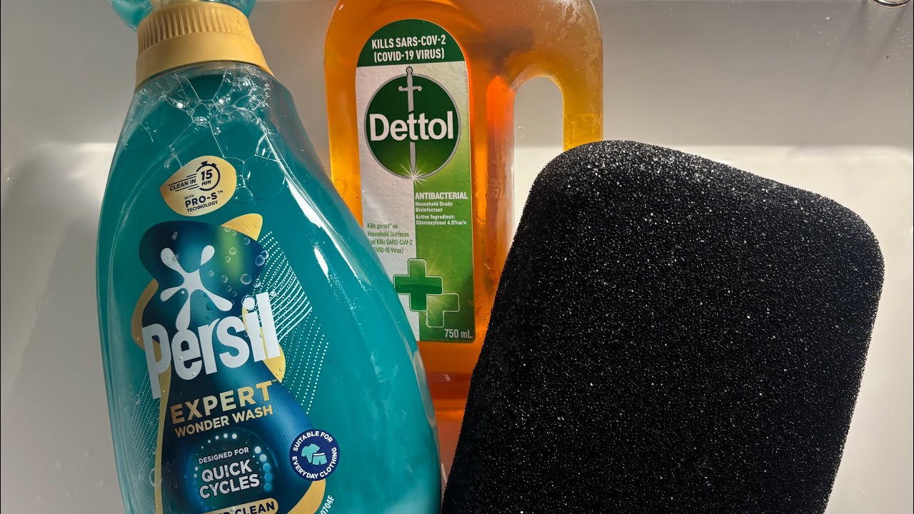 Asmr Soft Epoxy Sponge & Dettol, Eucalyptus Disenfectant, Persil Detergent 🫧🖤 Squeezes and Rinse 