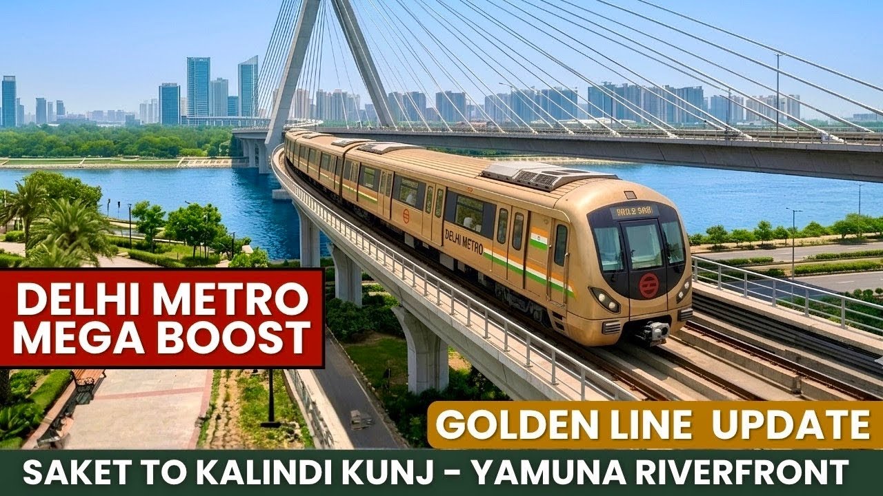 Delhi Metro Golden Line Update 🇮🇳 | Saket to Kalindi Kunj Mega Progress & Stunning Yamuna Riverfront