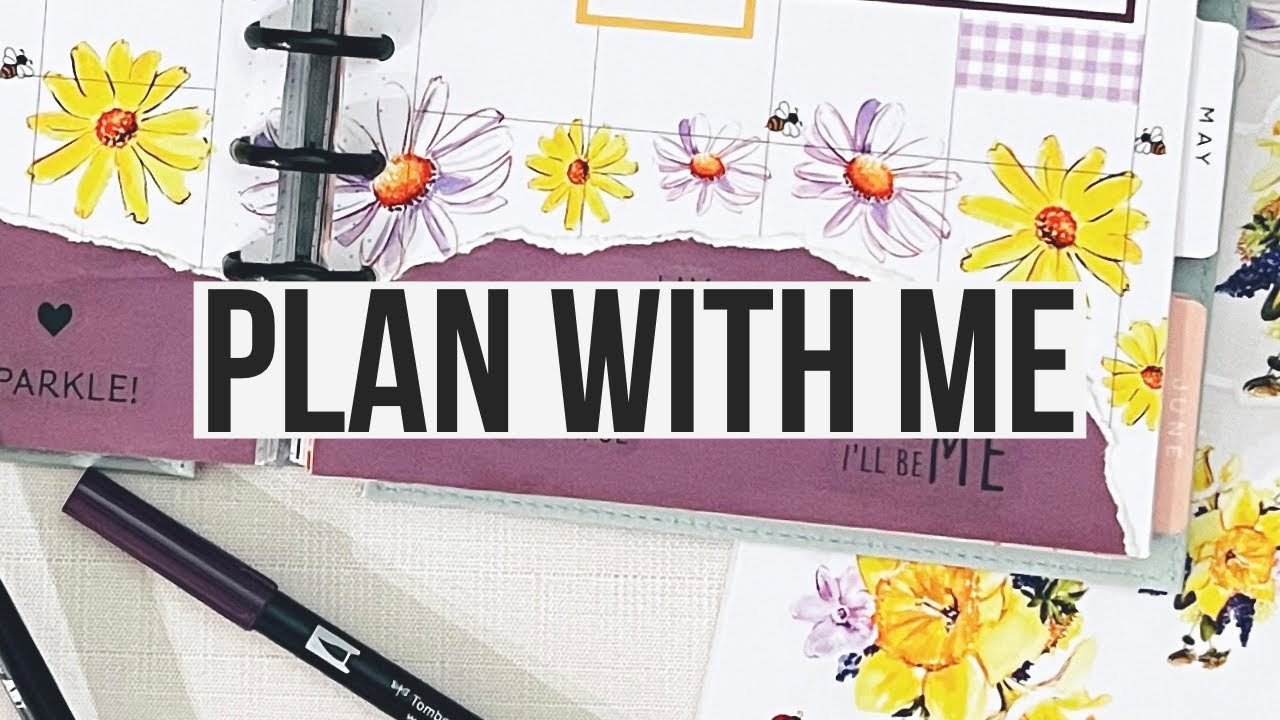 Plan With Me | Classic Happy Planner | Spring Spread with Yellow & Purple Florals Ana Bean Stickers