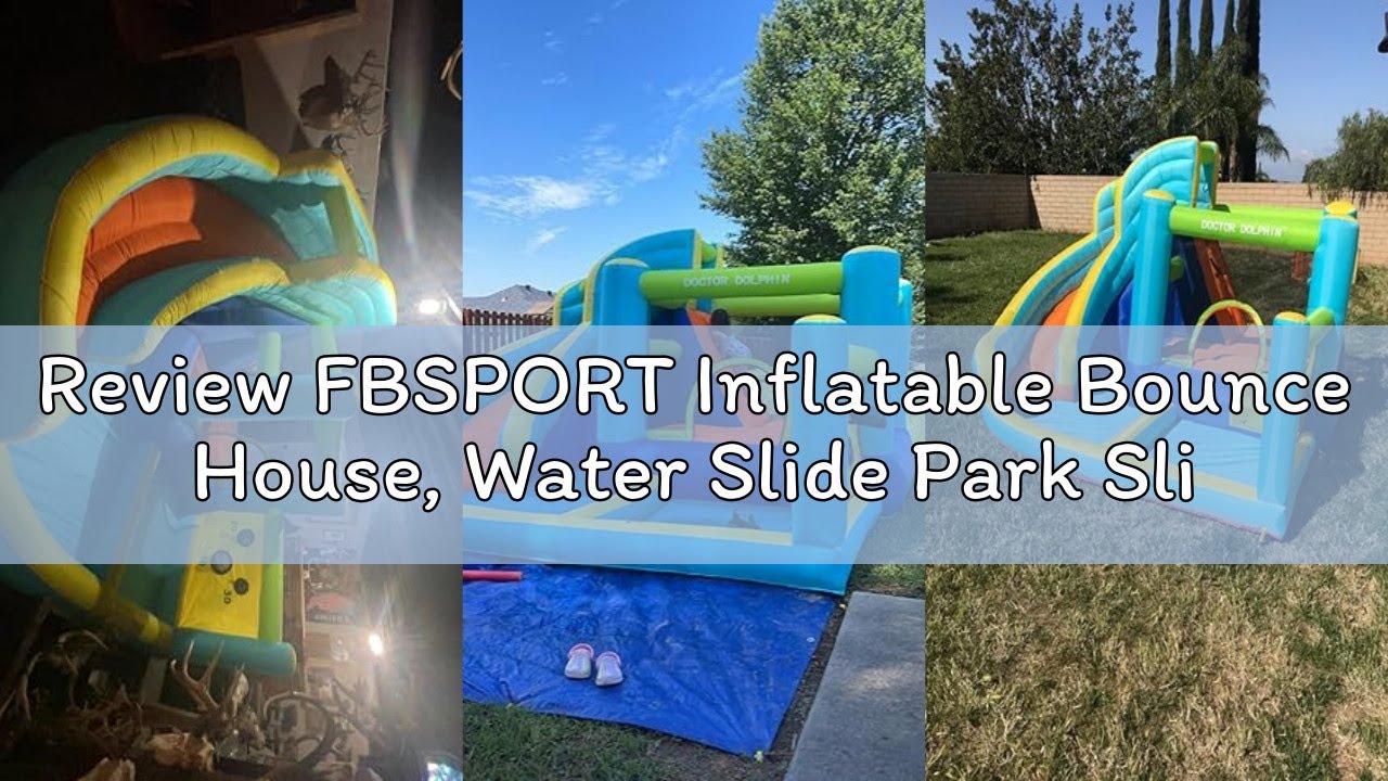 Review FBSPORT Inflatable Bounce House, Water Slide Park Slide Bouncer with Ball Shooting, Climbing