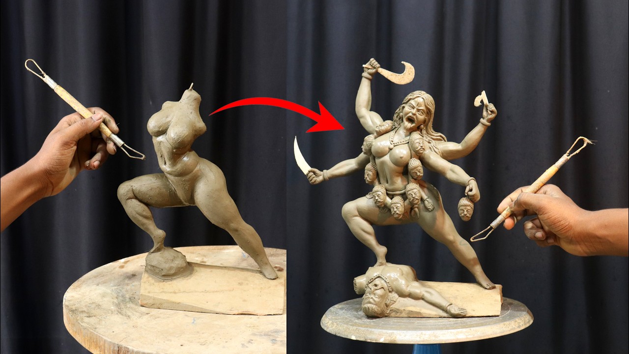 Mahakali murti making with clay | maa kali murti making at home | clay art