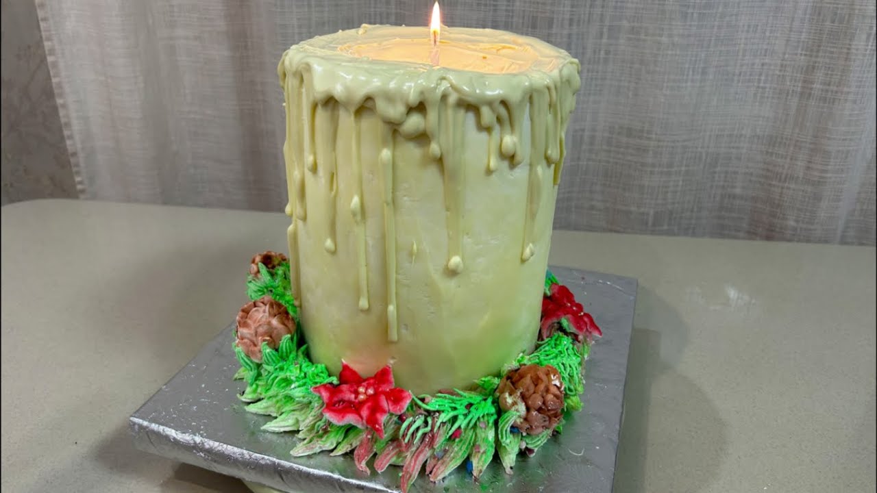 Высокий торт свеча с начинкой пьяная вишня-Tall cake candle with a drunken cherry filling
