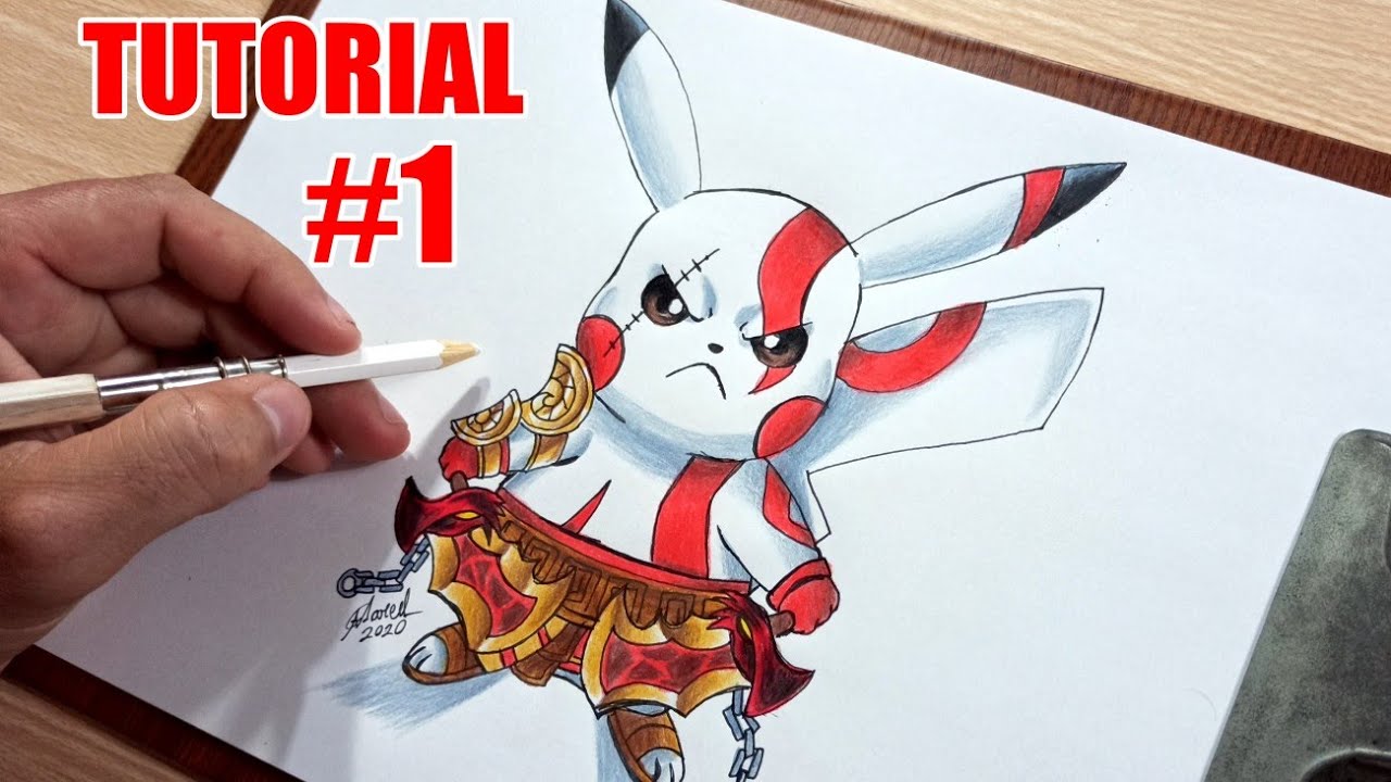 COMO DESENHAR O GOD OF CHU #1 - PIKACHU + GOD OF WAR