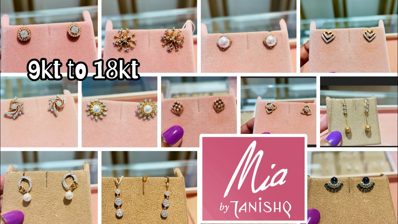 Mia by tanishq Diamond earrings design with price | 9kt gold/14kt /18kt gold diamond earrings design