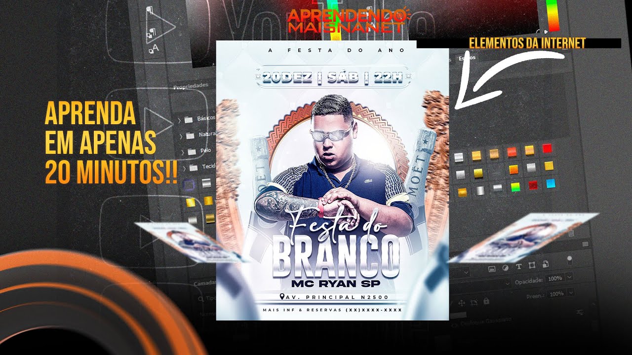 Como fazer flyer de FESTA DO BRANCO photoshop ( Técnicas avançadas)