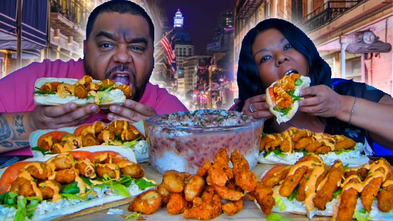 Massive Shrimp Po' Boys With Red Beans & Rice Mukbang