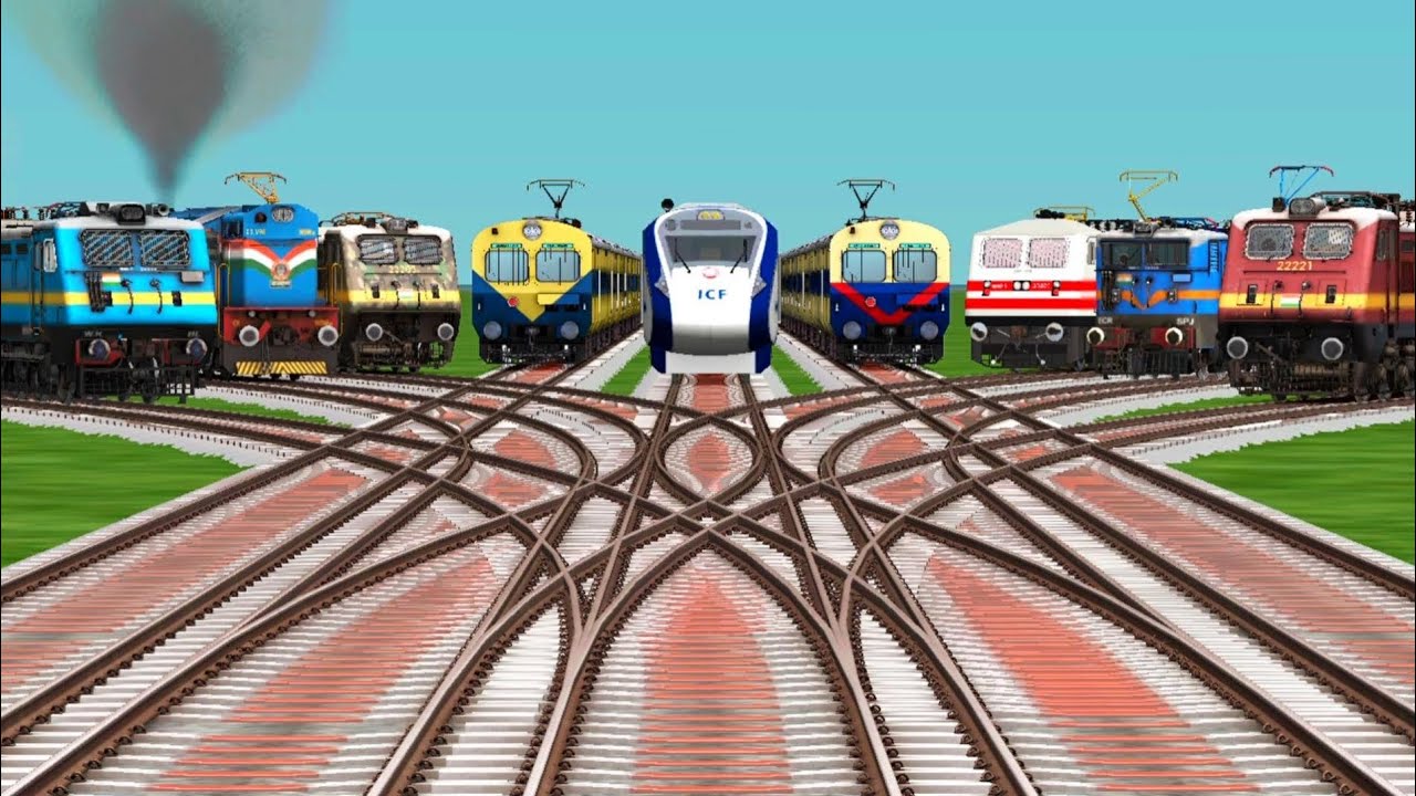 9 Trains vs Curve X Railroad Crossing Tracks | Most Dangerous Train Simulator Moments | train game