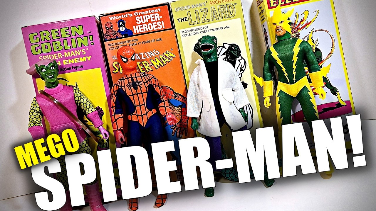 Mego SPIDER-MAN, Green Goblin, Lizard, and Electro Action Figures! #disney #spiderman