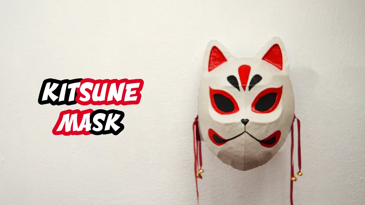 Has una máscara japonesa de zorro kitsune / Cómo hacer una máscara de Kitsune fácil y rápido🐾🐾🐾