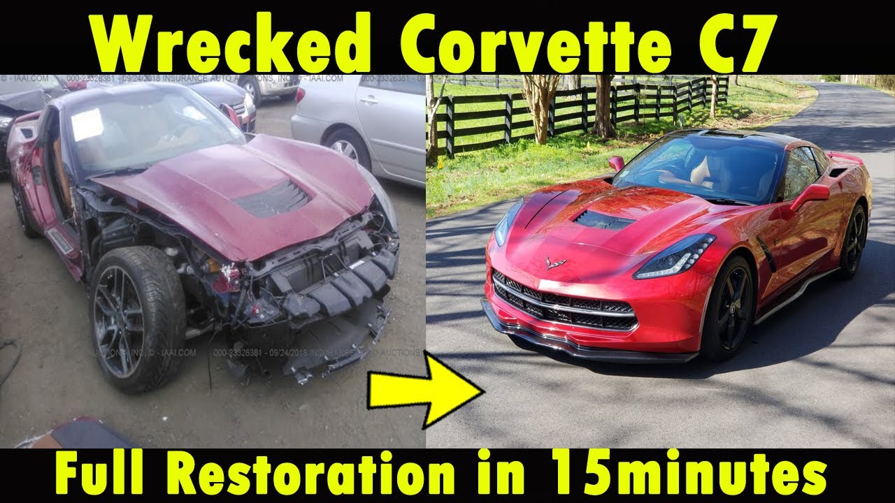 Wrecked 2015 Corvette FULL Restoration in 15 MINUTES
