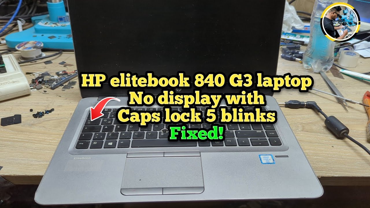Ноутбук HP elitebook 840 G3 без дисплея, только клавиша Caps Lock мигает пять раз | Исправлено!!