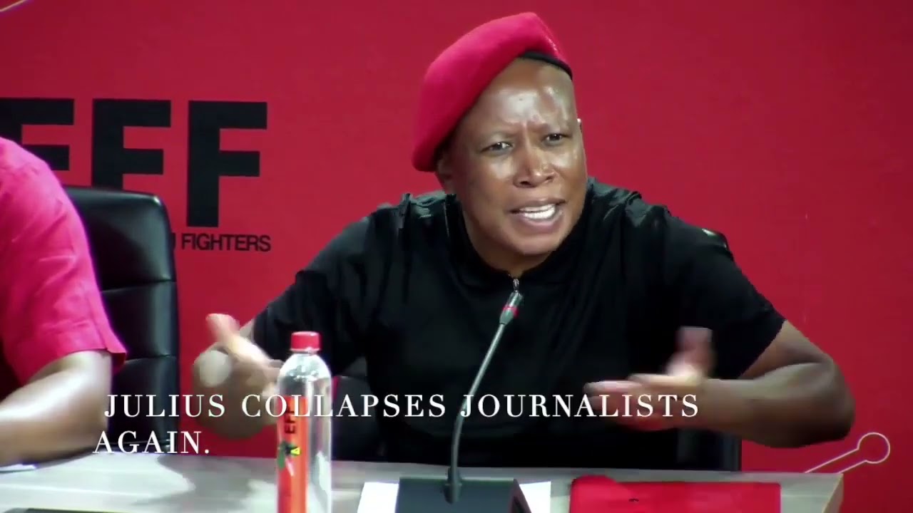 #j&uacute;lius Malema opens a political school during press briefing.