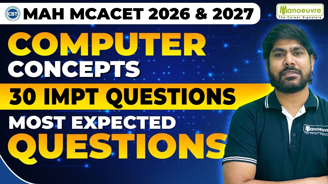 MAH MCA CET 2026 - Computer Concept  30 Important Questions | Most Expected Questions #mahmcacet2026