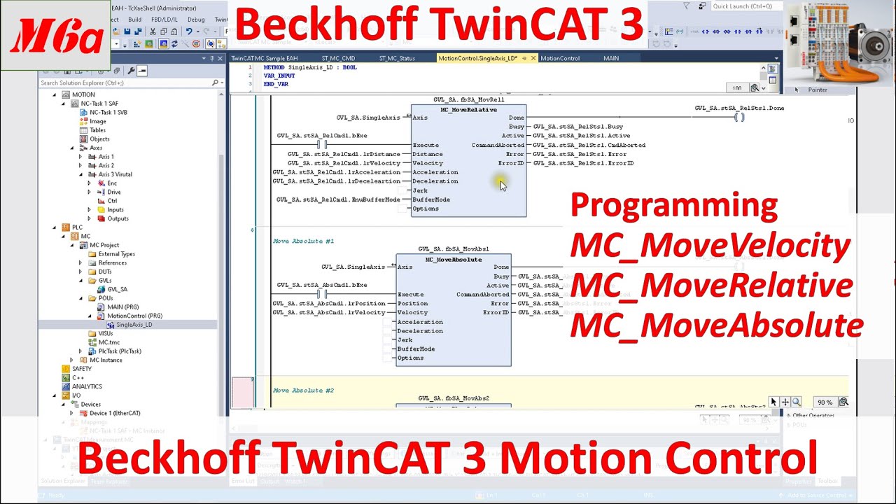 MB06a. [TwinCAT 3 NC] Программа MC_Velocity, MC_Relative, MC_Absolute Motion Control [8/20]