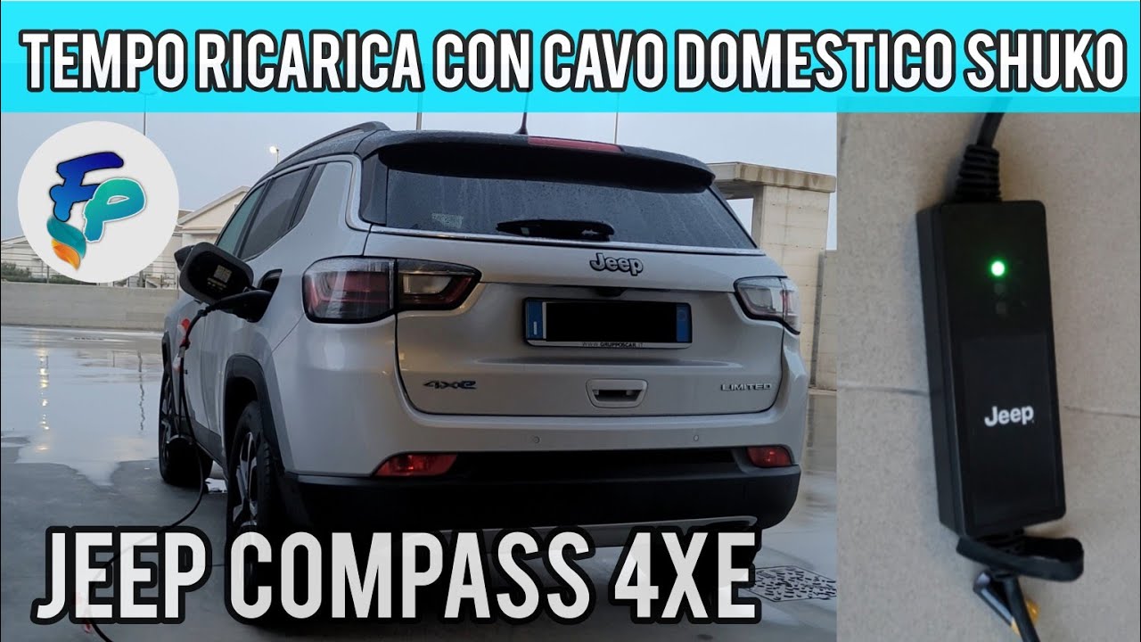 Tempo di ricarica Jeep Compass 4xe con cavo domestico shuko 🔌 Fino a 50 km in elettrico