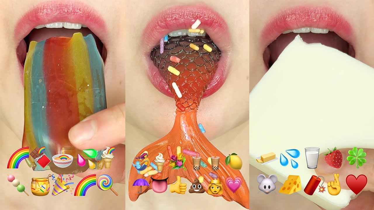 asmr 10 MINUTES EMOJI FOOD CHALLENGE 당비 10분 이모지 먹방 챌린지 모음집 eating sounds