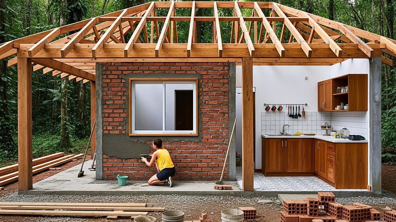She Stunned the World: Ethnic Minority Girl Builds a Luxury Wooden Home with a Modern Kitchen