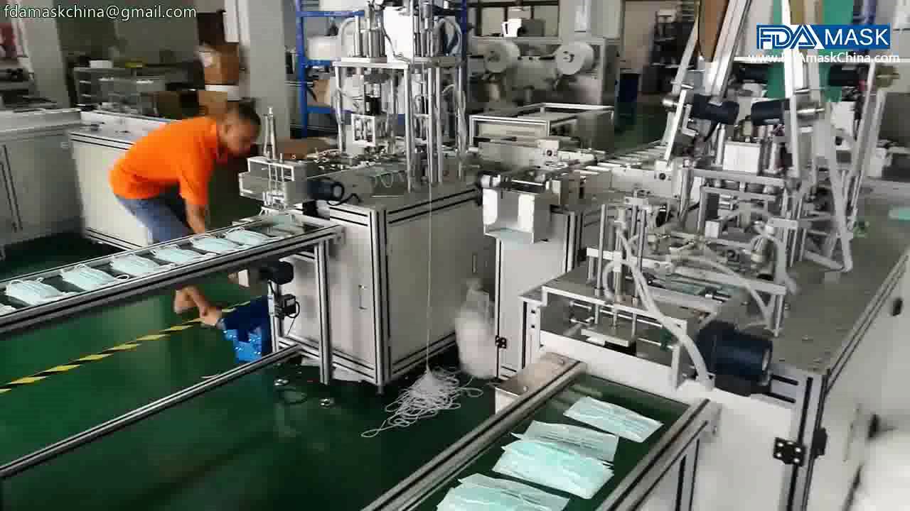 Vlies Einwegmaskenmaschine mit 3 lagigem Innenohrschleifen, vollautomatische Maskenmaschine