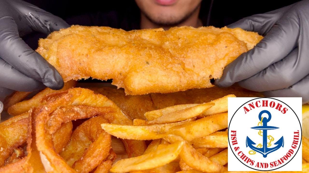 ASMR EATING | HUGE FISH & CHIPS + ONION RINGS | MUKBANG | EATING SHOW | JAE EATS ASMR