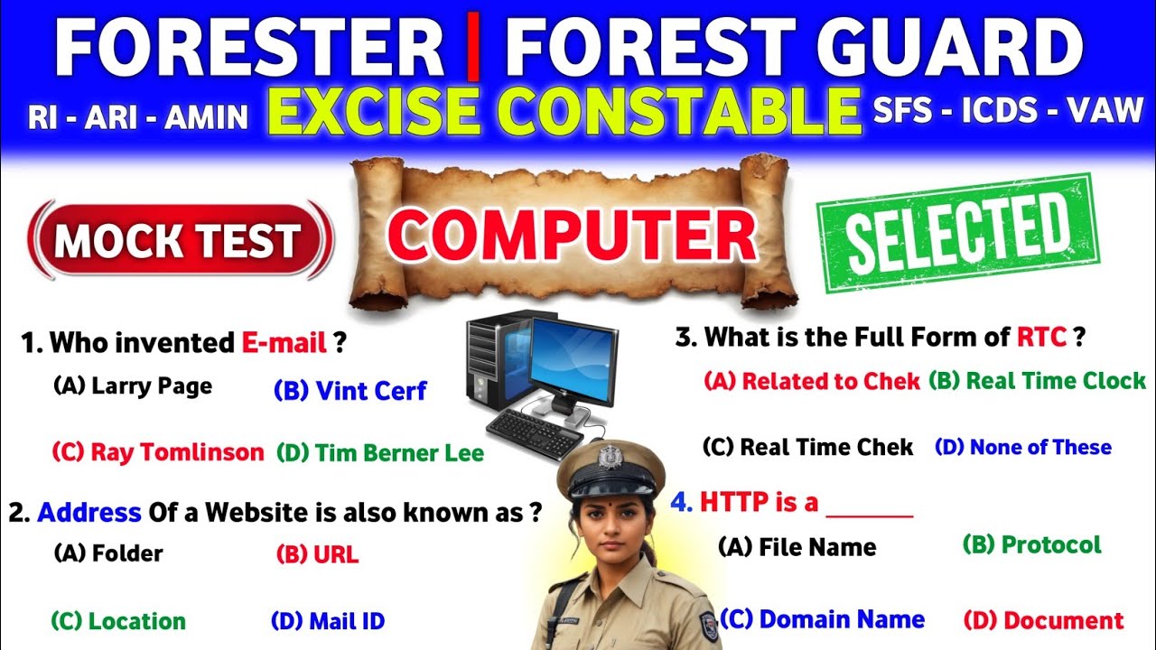 Mock Test/Excise Constable & Forest Guard Selected Computer MCQ Question and Answers/odisha police 