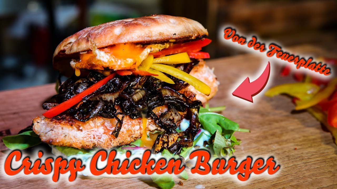 💥MEGA KNUSPRIG Crispy Chicken Burger 🥩 von der FEUERPLATTE ♨️!