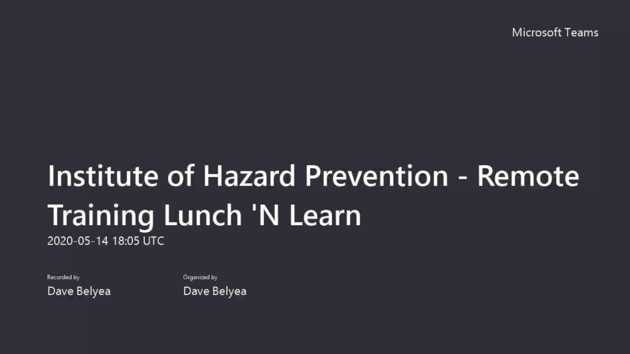 Institute of Hazard Prevention showcase session Fundamentals of Risk Based Process Safety Management