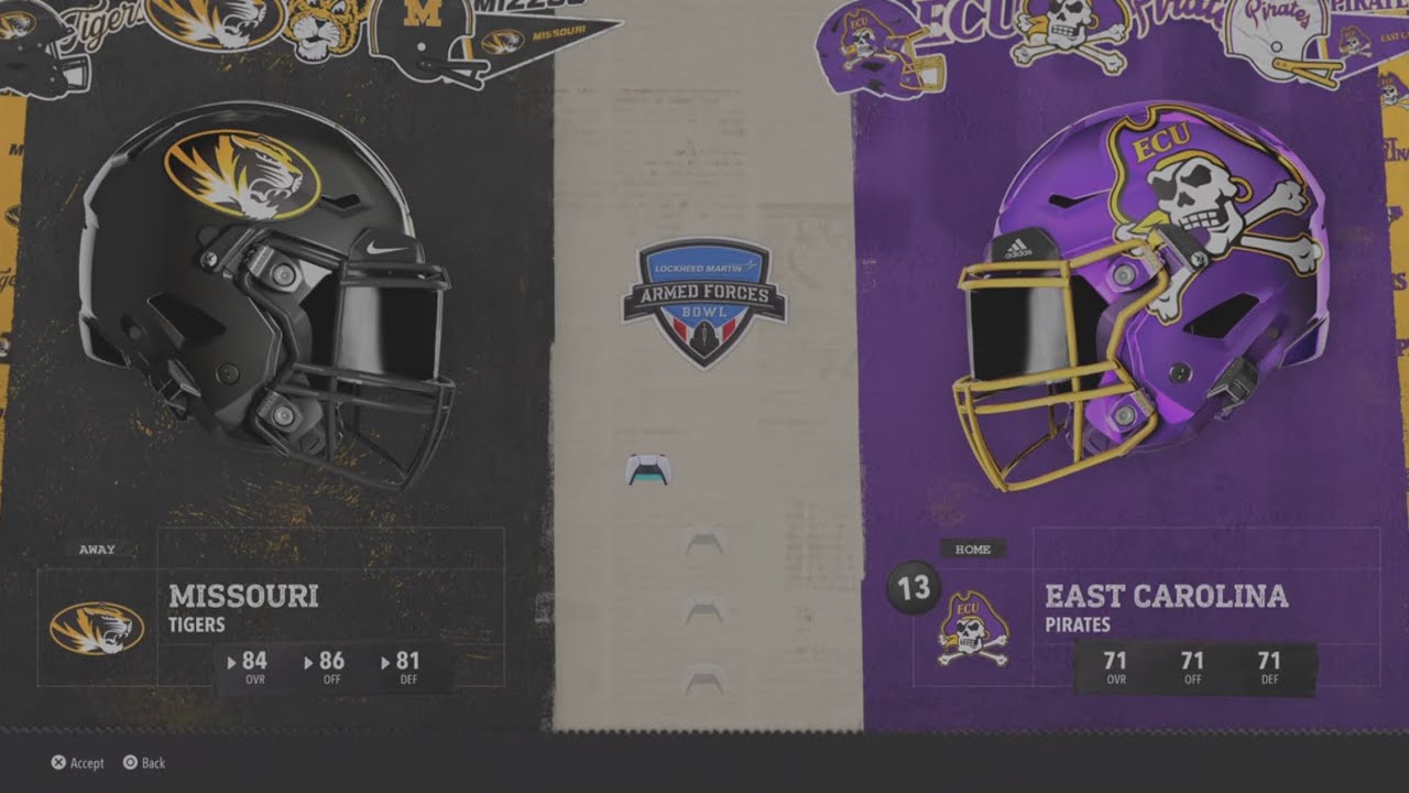 Missouri vs #13 East Carolina 2030 Armed Forces Bowl AI vs AI Final