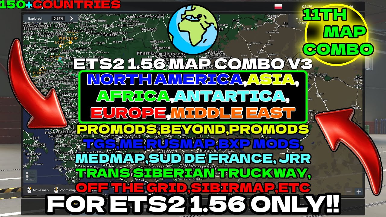 ETS2 1.56 MAP COMBO V3 | BEYOND | BXP | PROMODS | 2K24 | ETC