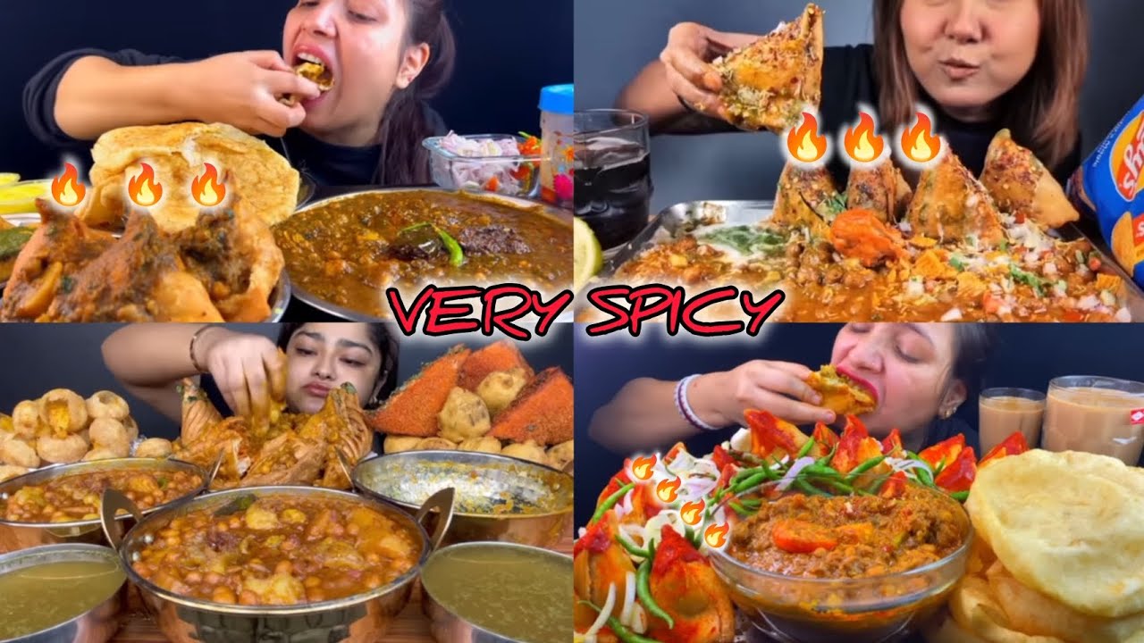 ASMR:Eating spicy samosa @DikshaPatgiri @Mikasafoodie @FoodieJD @MaddyEats #mukbang#asmreating#viral