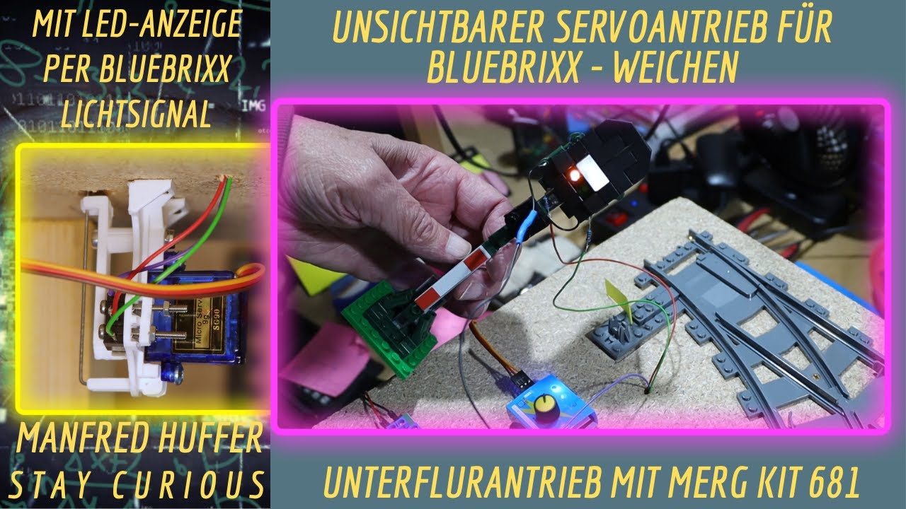 Unsichtbarer Unterflurantrieb für Bluebrixx-Weichen mit LED Anzeige