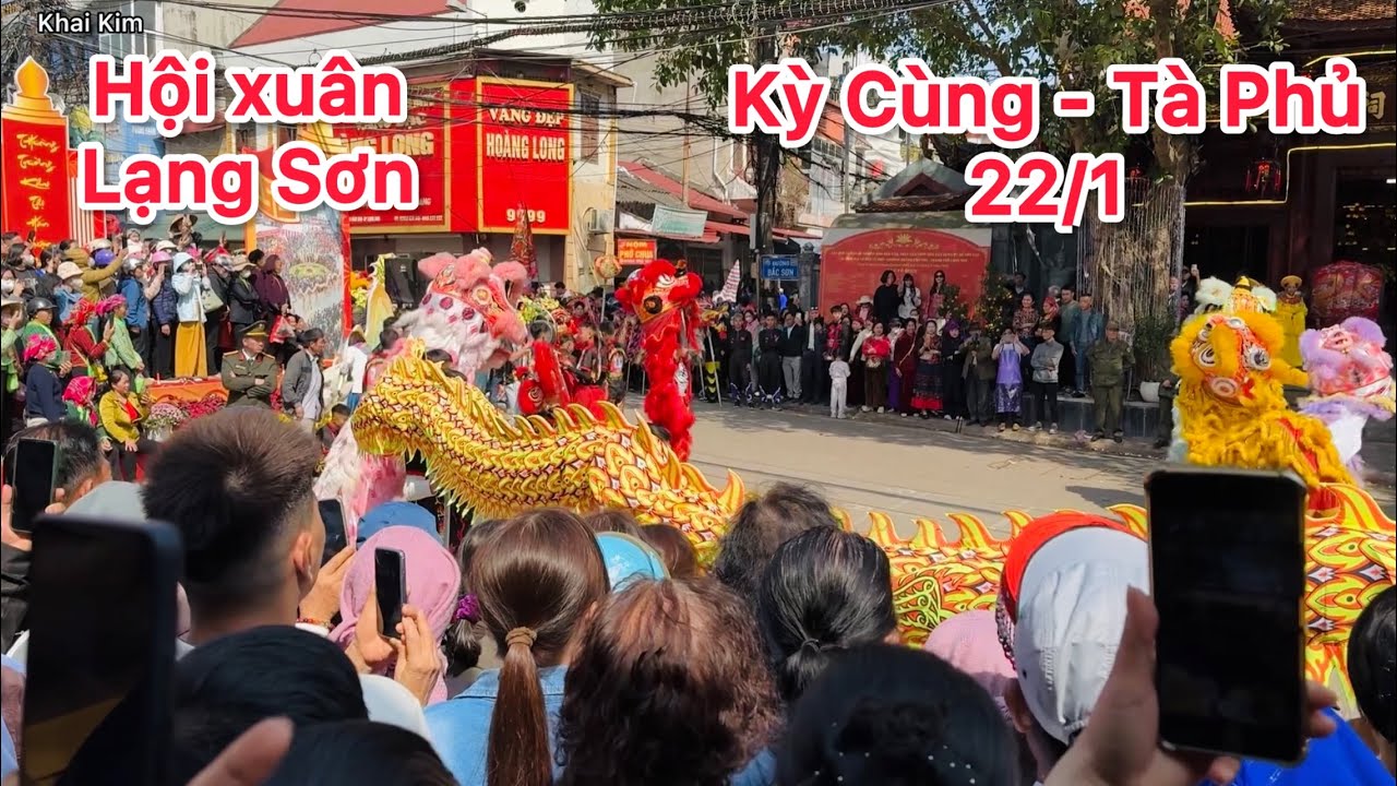 Toàn cảnh hội Lạng Sơn rước kiệu đền Kỳ Cùng - Tà Phủ múa rồng sư tử 22/1
