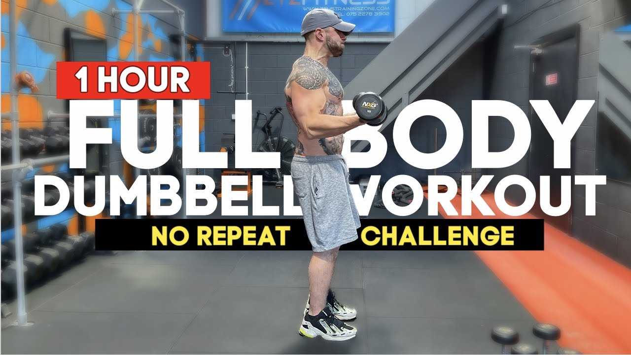 NO REPEAT | 1 Hour Dumbbell Full Body Workout At Home challenge
