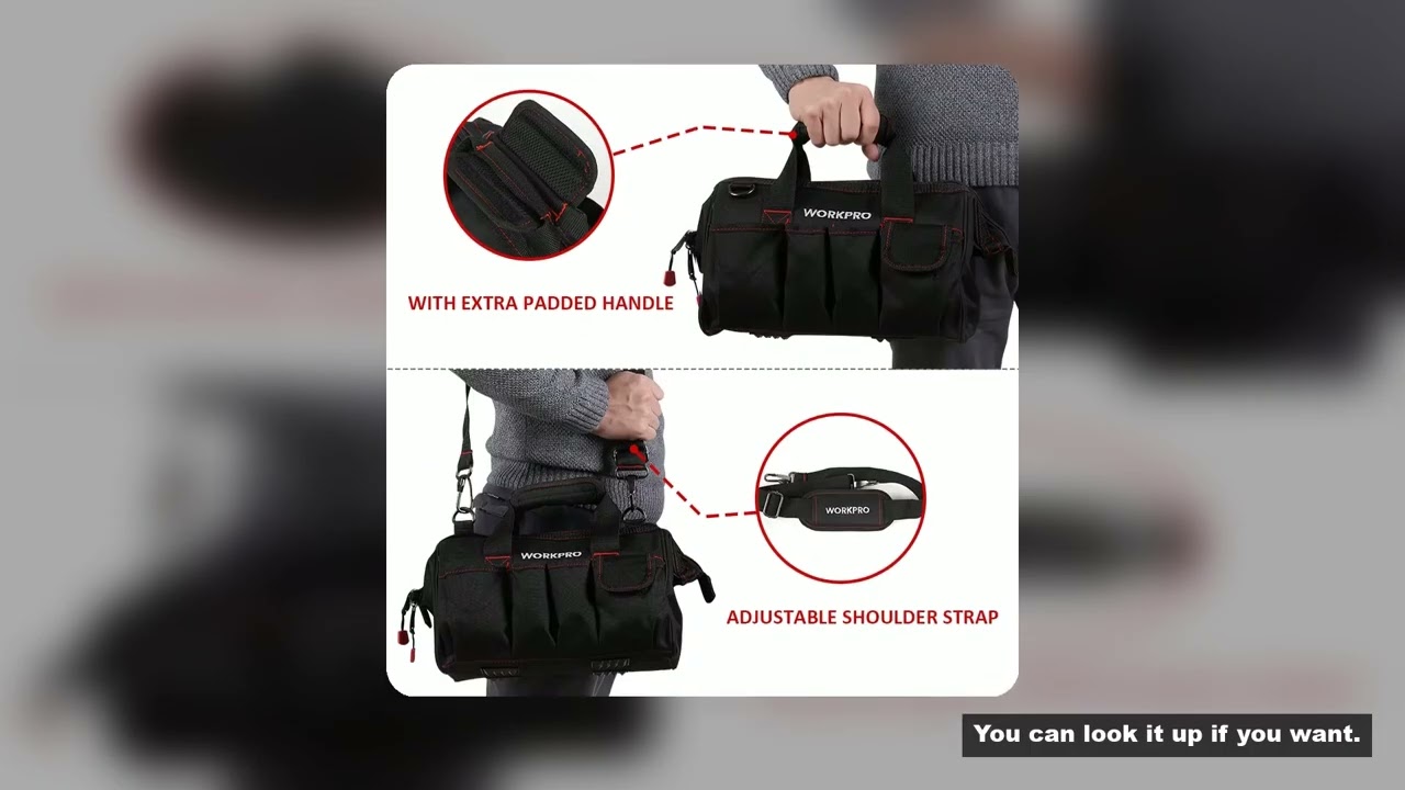 WORKPRO 12/14/16/18 inch Tool Bag 600D Polyester Electrician Shoulder Bag Tool Kits Bag Multi Bag Me