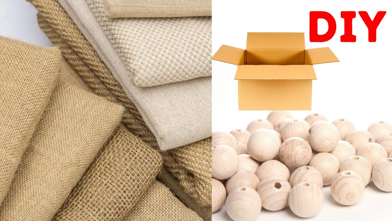Cardboard box and burlap crafts ideas- Diy organizer storage Box