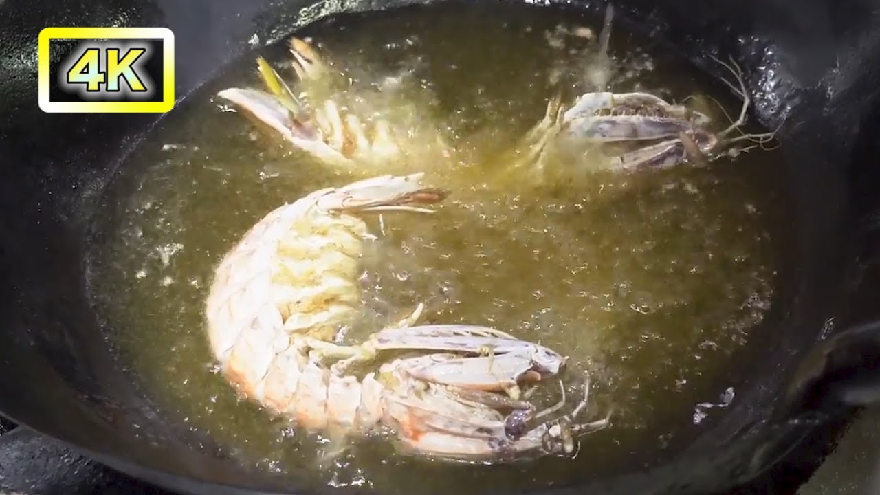 ALIEN SHRIMP(Mantis Shrimp) FRIED ALIVE [Thai Street Food]