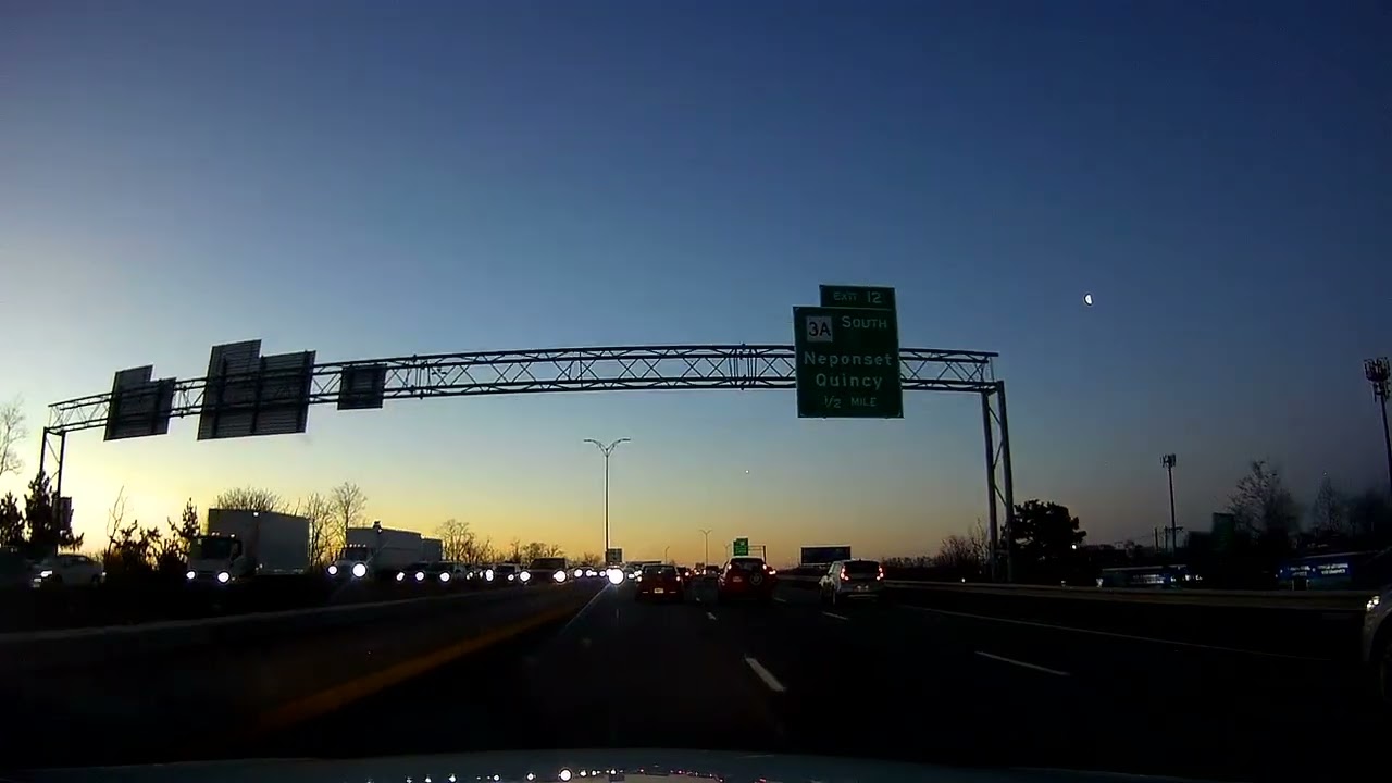 Morning Drive Along I-93 South in Massachusetts