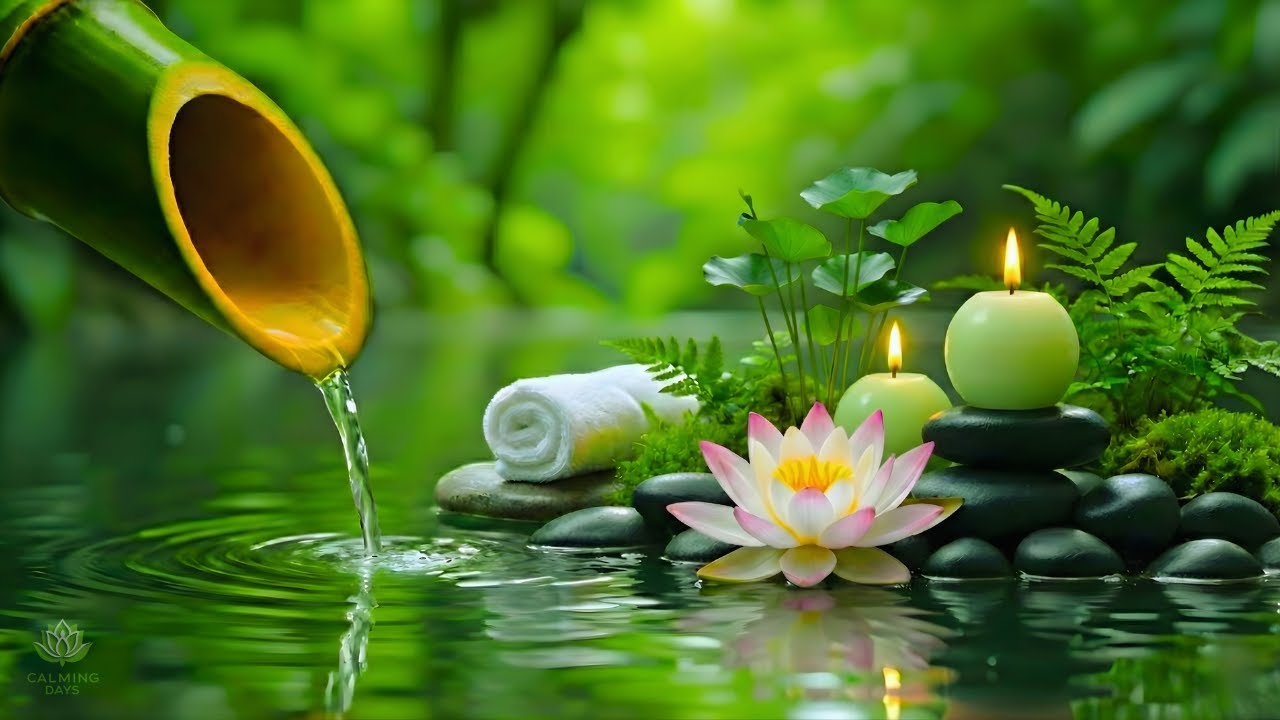 Bamboo Water Sounds with Relaxing Piano Music 🌿 Sleep Meditation Music for Deep Healing, Insomnia