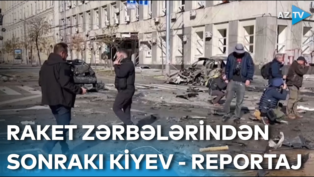 Raket zərbələrindən sonrakı Kiyev: dağıntılar, yanmış maşınlar, yaralı insanlar... - XÜSUSİ REPORTAJ