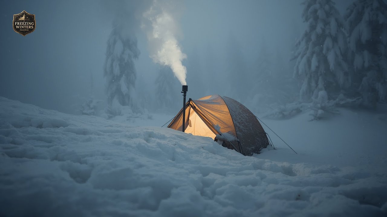 Winter Camping in a Snowstorm ❄️ Cold Wind Sounds for Deep Sleep & Stress Relief