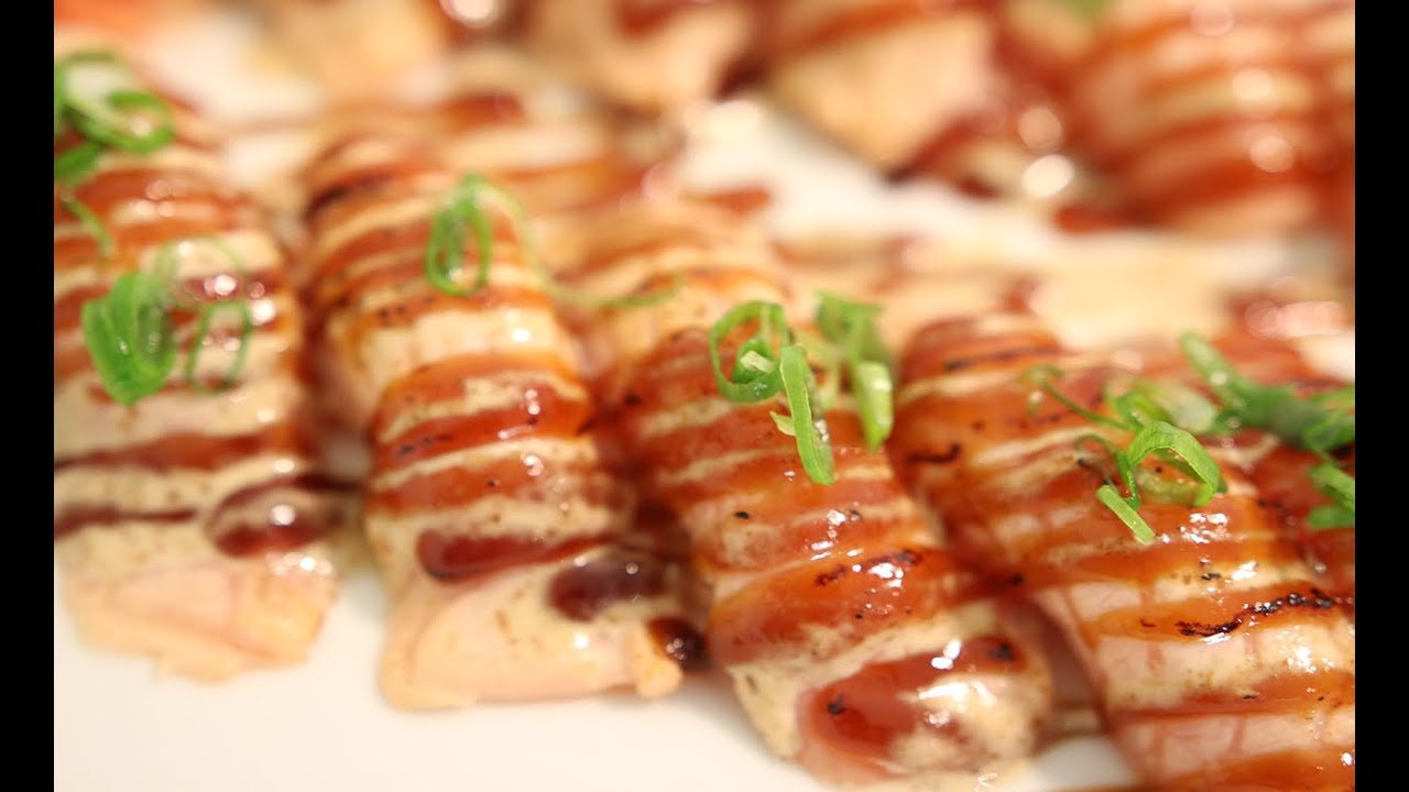 How to make Aburi Sushi with Sauce 炙り照り焼きサーモン鮨
