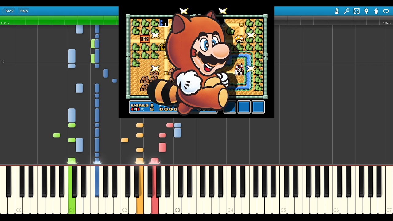 Super Mario Bros. 3 - World Map 1 Synthesia