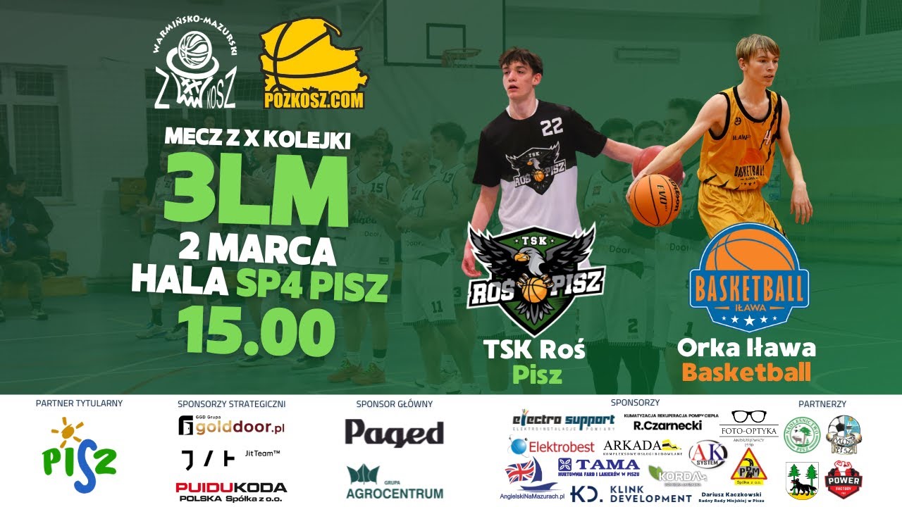 TSK Roś Pisz –Orka Iława Basketball (3LM, 2.03.2025)