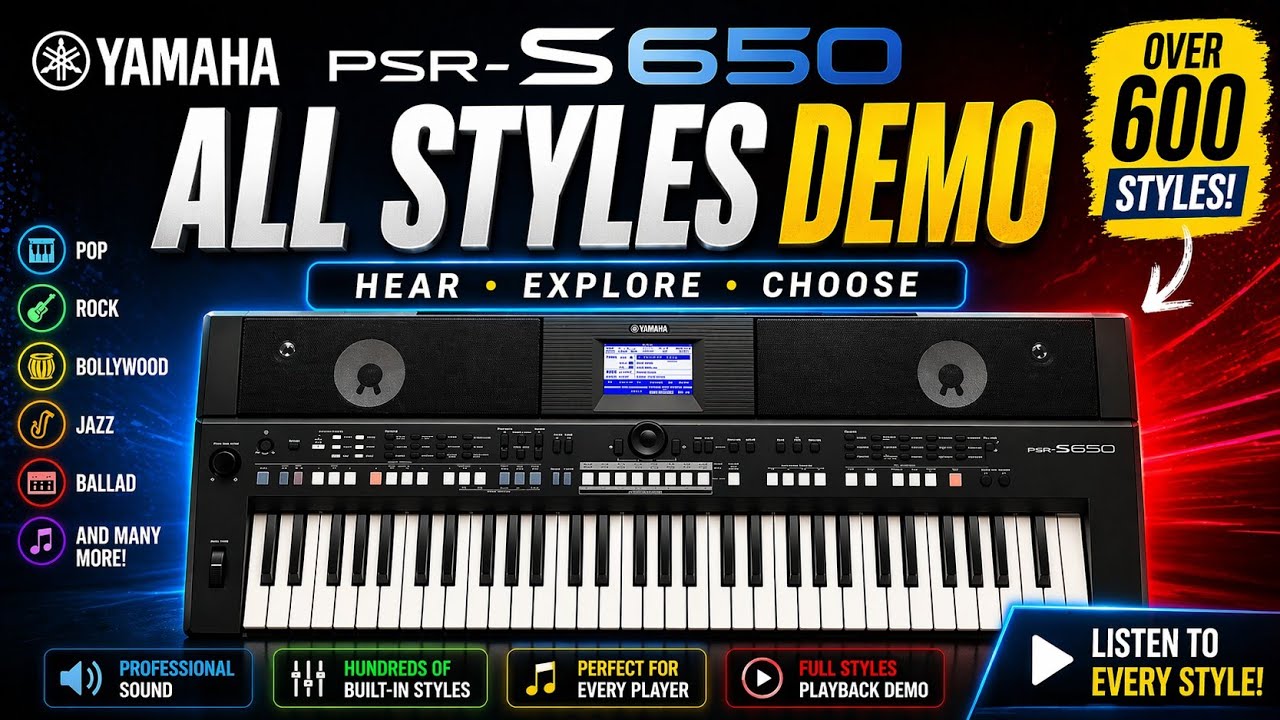 Yamaha PSR-S650 Rhythms Demo | PSR-S650 all styles demo