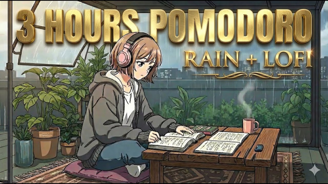 3 HOUR Study With Me 🌧️ Rain + Lo-Fi Beats | 6x25 Pomodoro Marathon