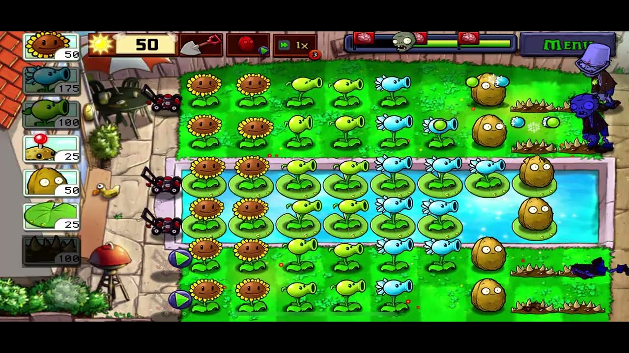Plants VZ Zombies PVZ - Level 7 (Pool Mode)