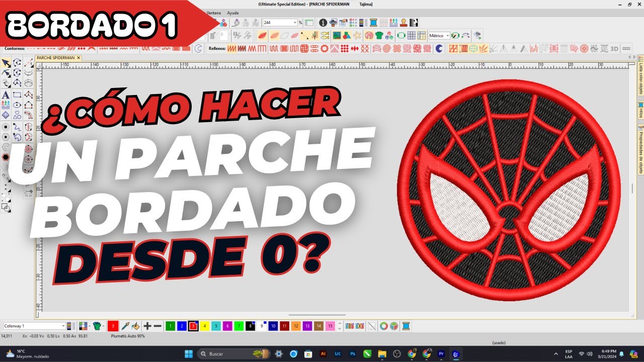 ¿COMO HACER UN PARCHE BORDADO DESDE CERO? | WILCOM E4 | BORDANDO CON R 🔥🕸️