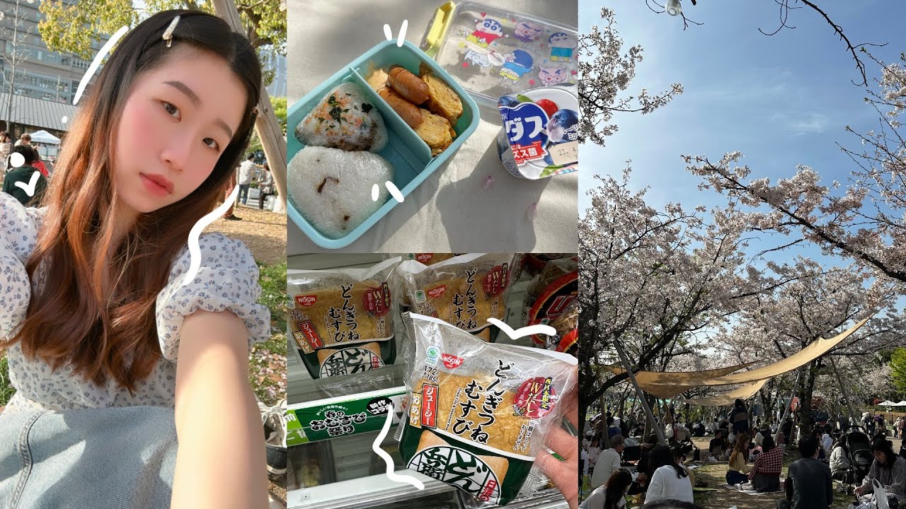vlog 4 春の日お花見🌸🍡在櫻吹雪下野餐🍙
