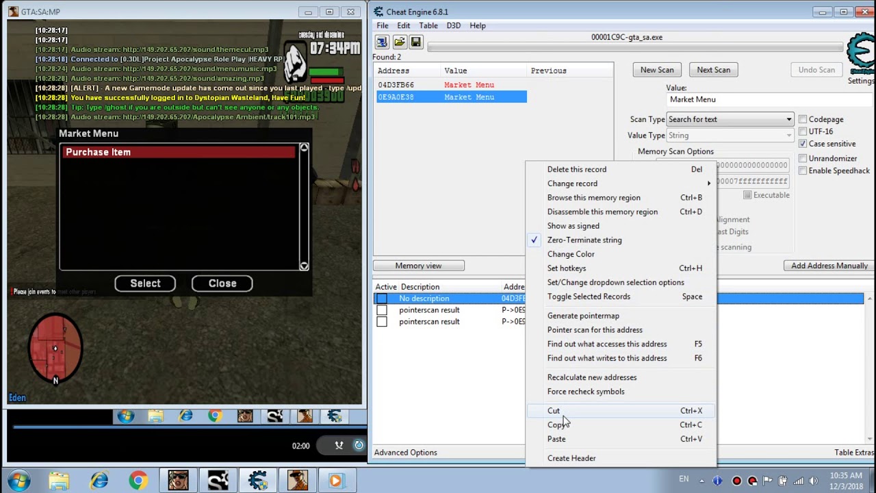 [SA:MP] Cheat Engine - find dialog caption pointer